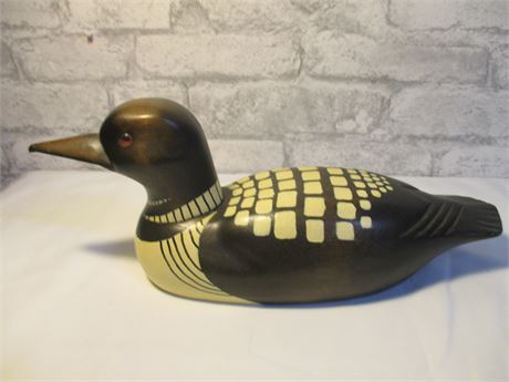 Primitive Style Hand Carved and Painted Wooden Mallard Duck Decoy