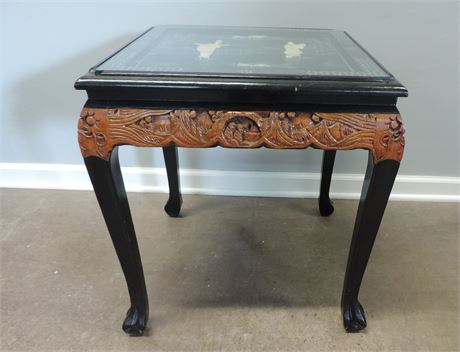 Asian Style Black Lacquer Moter of Pearl SideTable