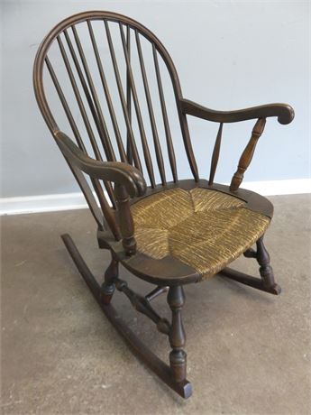 Vintage Rush Seat Rocking Chair