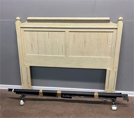White Wash Headboard and Bed Frame