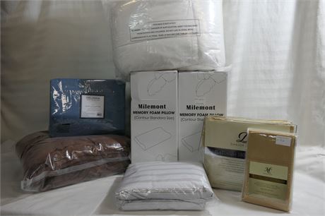 Full Bedding Hotel Collection Linens & Milemont Memory Foam Pillows & Comforter