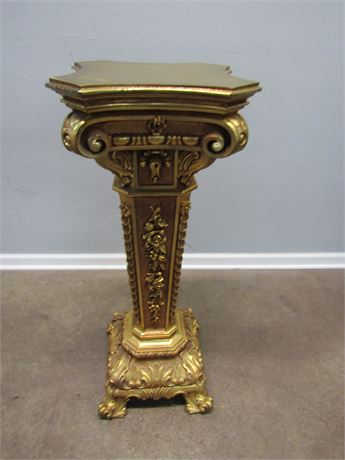 Gold Pedestal Sculpture Stand with Bronze Accents