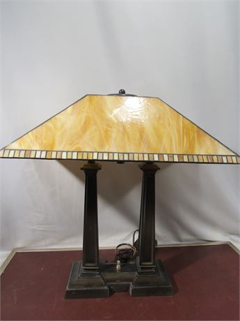 Stained Glass Tiffany Style Oblong Desk or Table Lamp