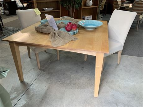 Modern White Oak Square Dining Table with 2 Chairs