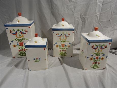 Vintage 80's "Bird in Hand" by Andrea West Sigma Taste Setter Cookie & Canisters