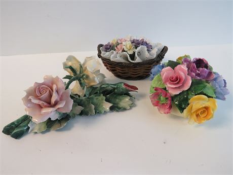 CAPODIMONTE / LLADRO / ADDERLAY Porcelain Floral Boquet Figurines