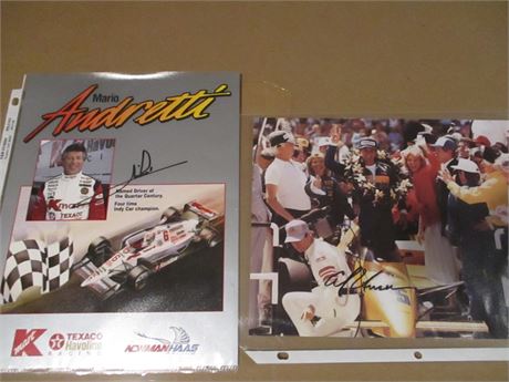Al Unser & Mario Andretti Autographed 8x10 Photos