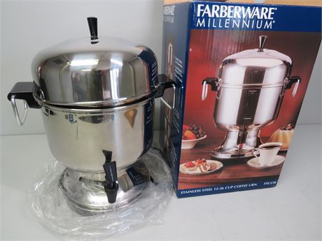 Transitional Design Online Auctions - FARBERWARE Millennium Stainless Steel  12-36 Cup Coffee Urn