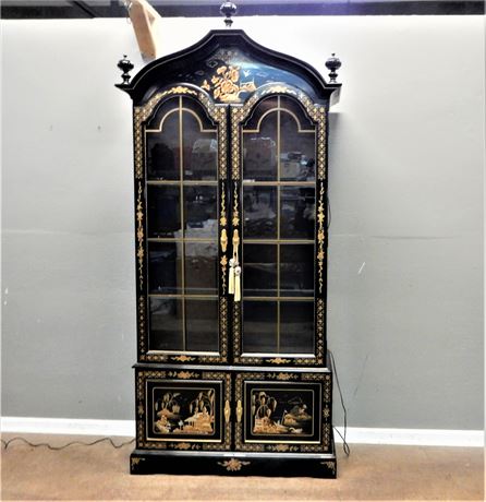 Asian Style Lighted China Display Hutch