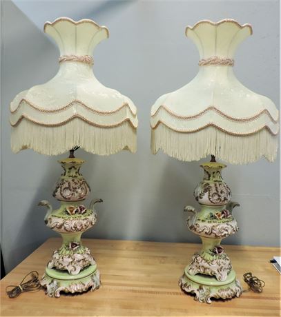 Elegant Pair of Capodimonte Table Lamps