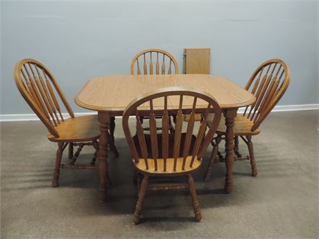 Vintage Oak Formica Top Dining Table / 4 Chairs