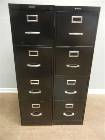 Set of Black Metal Office File Cabinet,  4 Drawer, Anderson Hickey Co.