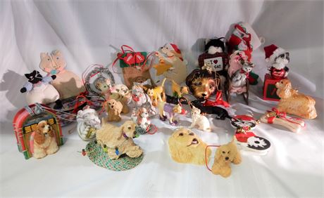 Vintage Dogs and Cats Christmas Ornaments