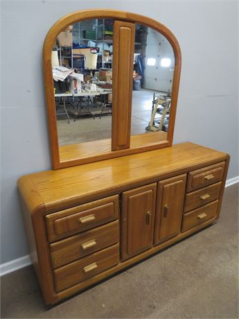 VAUGHAN Oak Triple Dresser & Mirror