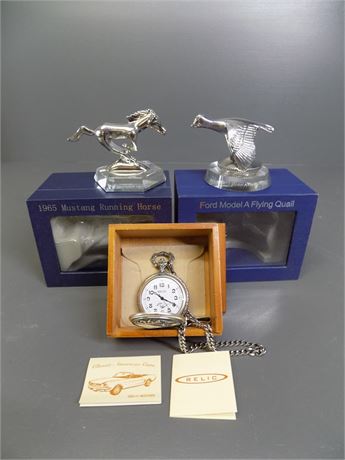 Ford Hood Ornaments & and Pocket Watch