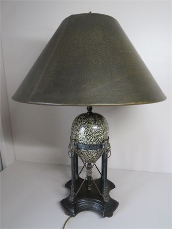 Pedestal Egg Table Lamp w/Faux Leather Shade
