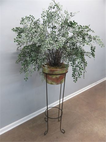 Decorative Faux Plant on Wrought Iron Stand