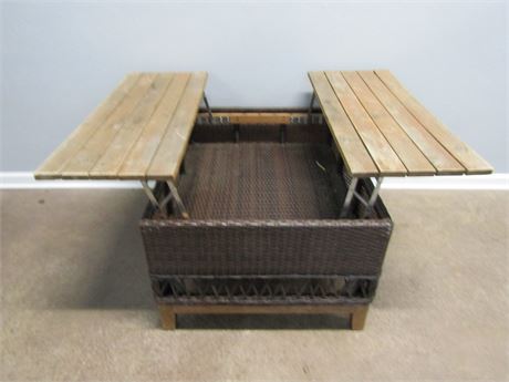Wood & Rattan Lift Coffee Table