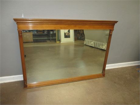 Large Unique Heavy Wood Framed Wall Mirror
