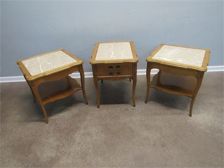 3 Hammary Side Tables with Marble Tops
