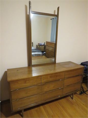 Mid-Century Walnut Dresser w/Mirror