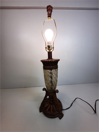 Brown Metal & Glass Table Lamp