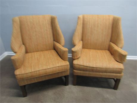 Clyde Pearson Vintage Chairs with Orange Stripe Material