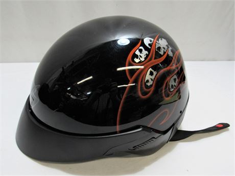 Motorcycle Helmet with Skulls and Flames
