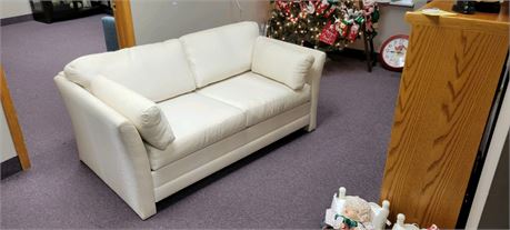 White Tone on Tone Upholstered Removable Cushioned Love Seat