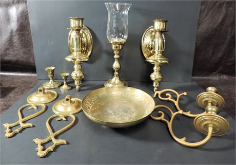 Vintage Brass Wall Sconces and Candlesticks