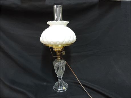 Vintage Cable Flint Brass and Glass Table Lamp