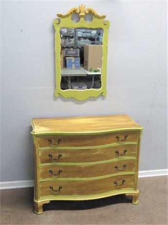 Rustic/Distressed Finished 4 Drawer Dresser with Mirror