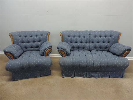 Skirted Button Tufted Loveseat / Chair