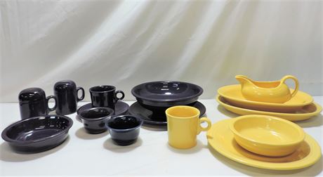 Yellow and Navy Blue Fiestaware Collection