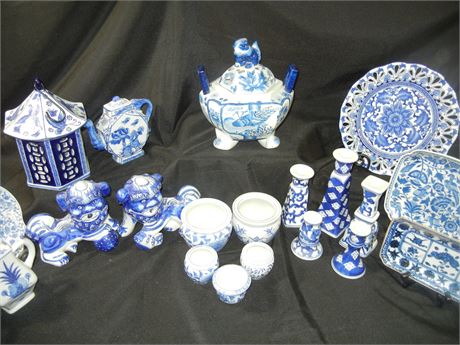 Asian Blue and White Porcelain Collection, Including Andrea by Sadek