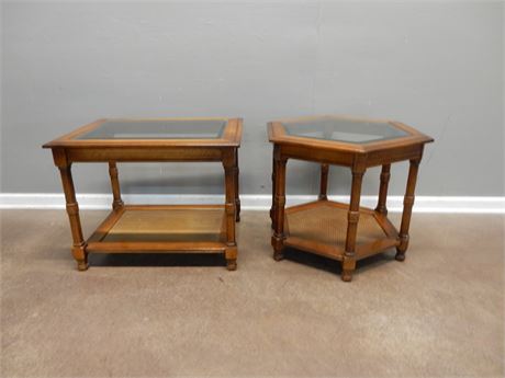 Wood and Glass Side Tables