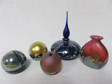 CORREIA STUDIO Art Glass Signed Paperweights & Perfume Bottles