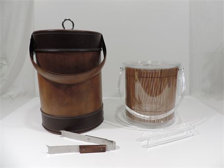 Ice Bucket / Acrylic / Bamboo / Leather