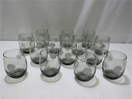 14 Vintage Browns NFL Smoke Glass Drinking Glasses