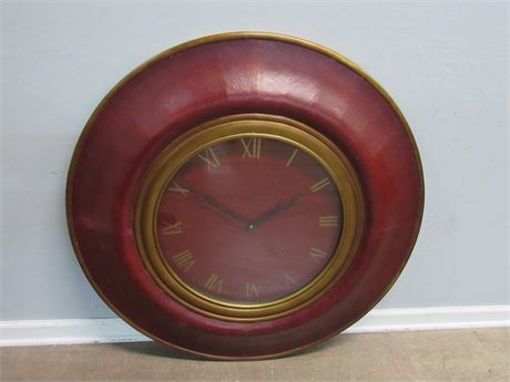Larger Wall Mount Clock with Gold Trimmed Leather Like Frame