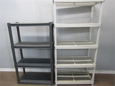 Set of Two Plastic Storage Racks, Heavy Plastic with Shelves