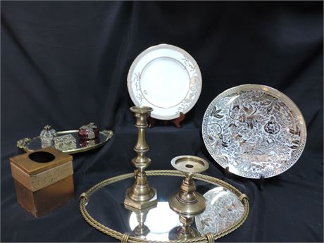 Vintage Vanity Mirrors / Trinket Boxes / Candlesticks / Plate