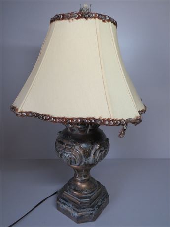 Table Lamp w/Feather Trimmed Shade