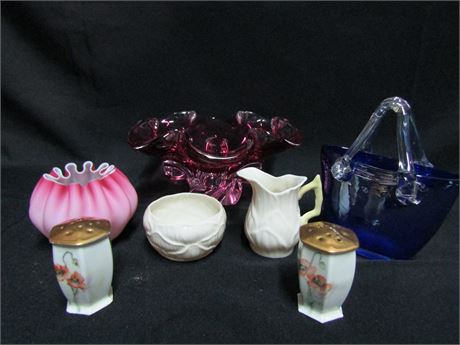 7 Piece Vintage Multi-Colored Ceramic and Glass Wear Lot