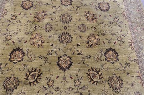Golden Brown, Square Area Rug with hints of burgundy and blue
