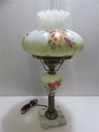Hand-Painted Glass Hurricane Lamp