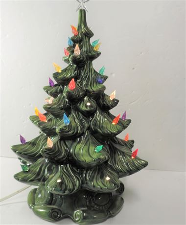 Vintage Lighted Tabletop Ceramic Christmas Tree