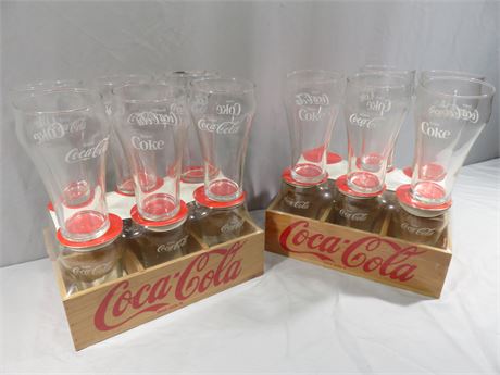 Coca-Cola Glasses with Crates