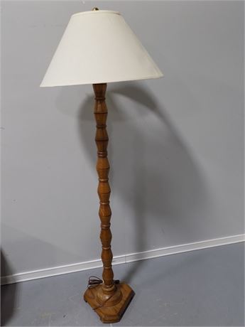 Tall Wood Base Floor Lamp