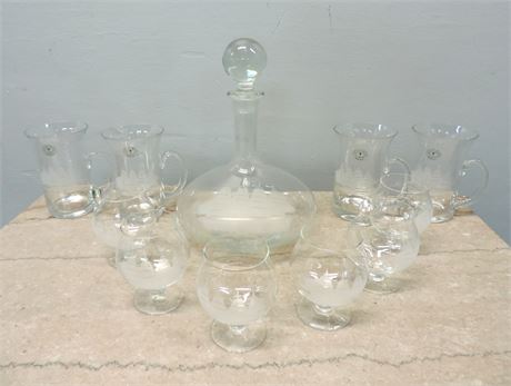 TOSCANY Etched Glass / Decanter
